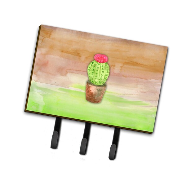 Carolines Treasures Cactus Green & Brown Watercolor Leash or Key Holder - BB7365TH68