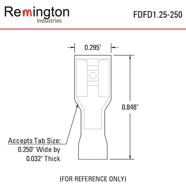 Terminales de conexión rápida completamente aisladas de Remington Industries, hembra, PVC, calibre 16-22 AWG, rojas, 10 piezas - FDFD1.25-250-10