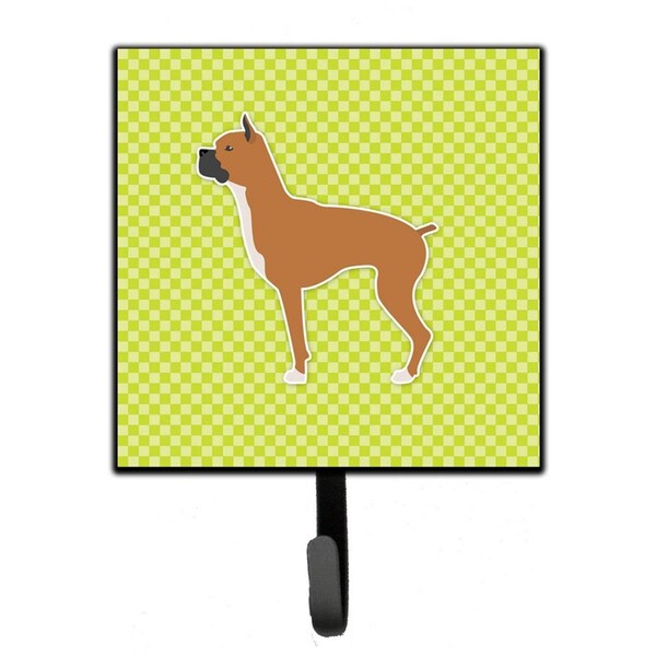 Carolines Treasures Boxer Checkerboard Green Leash or Key Holder - BB3853SH4