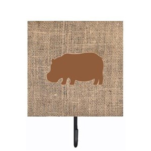 Carolines Treasures Hippopotamus Burlap and Brown Leash Or Key Holder - BB1130-BL-BN-SH4