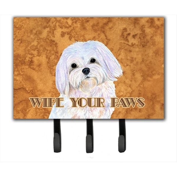 Micasa 6 x 9 in. Puppy Cut Maltese Wipe Your Paws Leash or Key Holder - MI54995