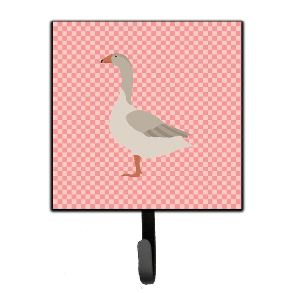 Carolines Treasures Steinbacher Goose Pink Check Leash or Key Holder - BB7894SH4