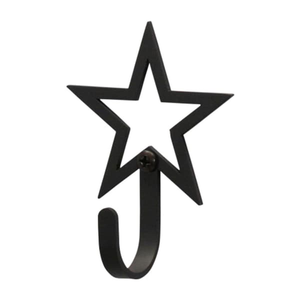 Village Wrought Iron Open Star Wall Hook Small - Black - WH-50-S