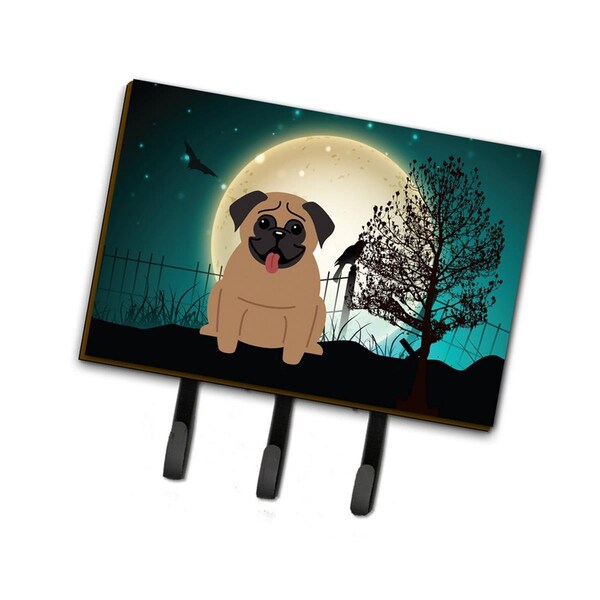 Carolines Treasures Halloween Scary Pug Brown Leash or Key Holder - BB2195TH68