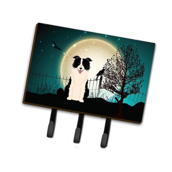 Carolines Treasures Halloween Scary Border Collie Black and White Leash or Key Holder - BB2308TH68