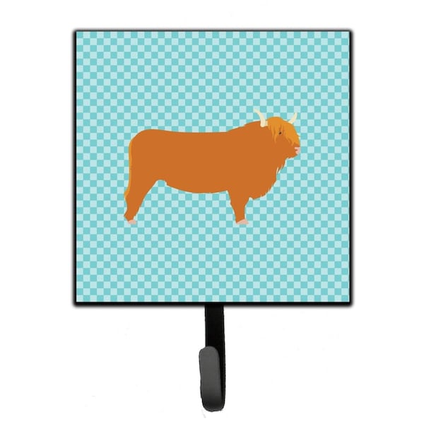 Carolines Treasures Highland Cow Blue Check Leash or Key Holder - BB7994SH4