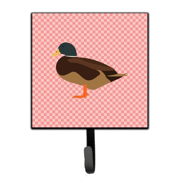 Carolines Treasures Silver Bantam Duck Pink Check Leash or Key Holder - BB7867SH4