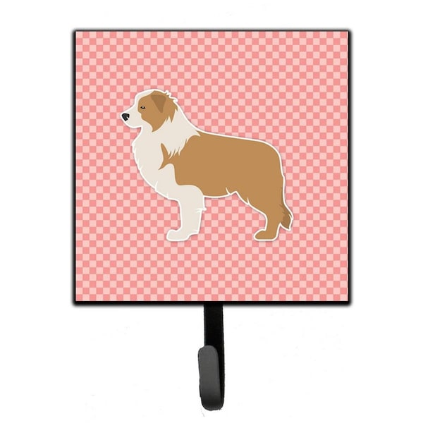 Carolines Treasures Red Border Collie Checkerboard Pink Leash or Key Holder - BB3622SH4