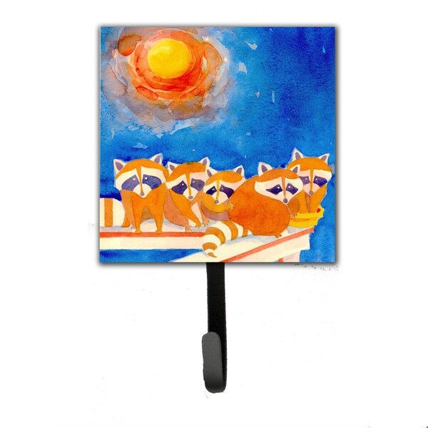 Carolines Treasures 4.25 x 7 in. Raccoons on the porch Leash Or Key Holder - 6009SH4