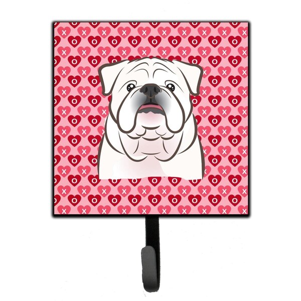 Jensendistributionservices White English Bulldog Hearts Leash or Key Holder - MI1713908