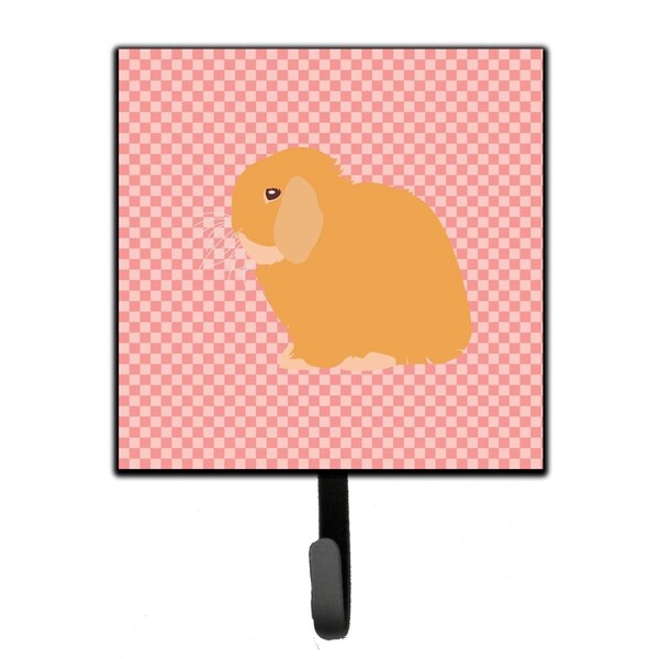 Carolines Treasures Holland Lop Rabbit Pink Check Leash or Key Holder - BB7968SH4