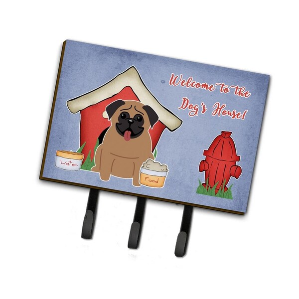 Carolines Treasures Dog House Collection Pug Brown Leash or Key Holder - BB2759TH68