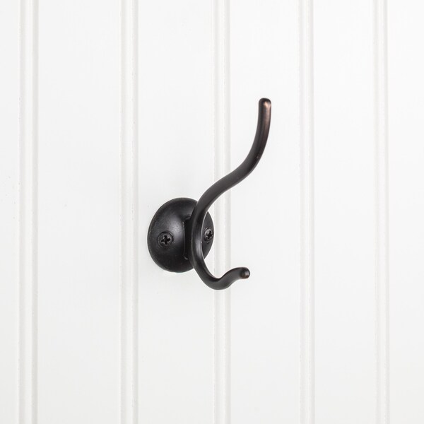 Elements By Hardware Resources 3-13/16" Brushed Oil Rubbed Bronze Slender Contemporary Double Prong Wall Mounted Hook - YD30-381DBAC
