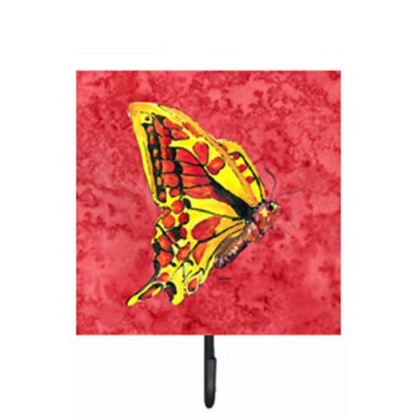 Jensendistributionservices 4.25 W x 7 H in. Butterfly on Red Leash Or Key Holder - MI1711174