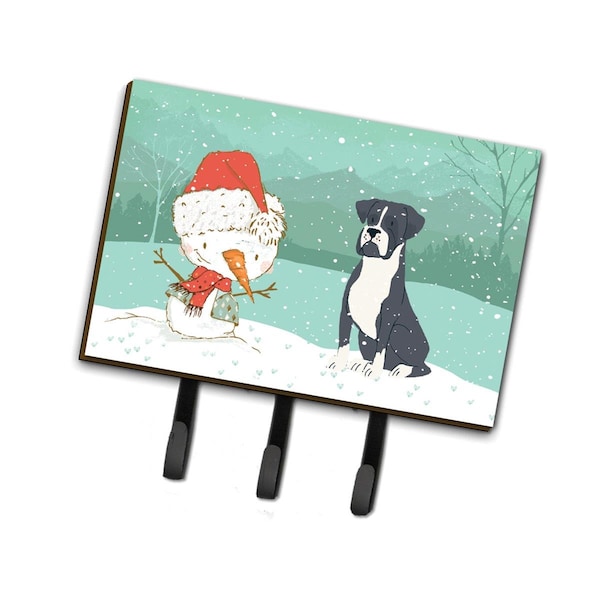 Carolines Treasures Black Boxer & Snowman Christmas Leash or Key Holder - CK2035TH68