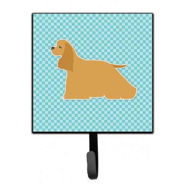 Carolines Treasures Cocker Spaniel Checkerboard Blue Leash or Key Holder - BB3686SH4