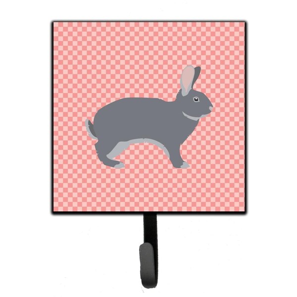 Carolines Treasures Giant Chinchilla Rabbit Pink Check Leash or Key Holder - BB7966SH4