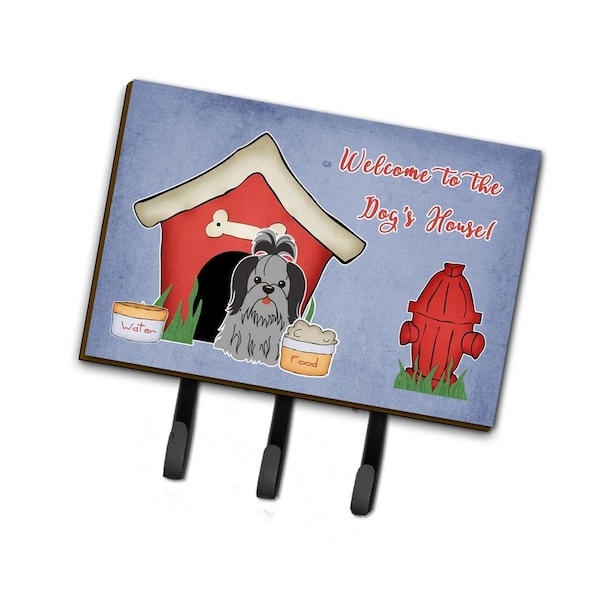 Carolines Treasures Dog House Collection Shih Tzu Black and Silver Leash or Key Holder - BB2843TH68
