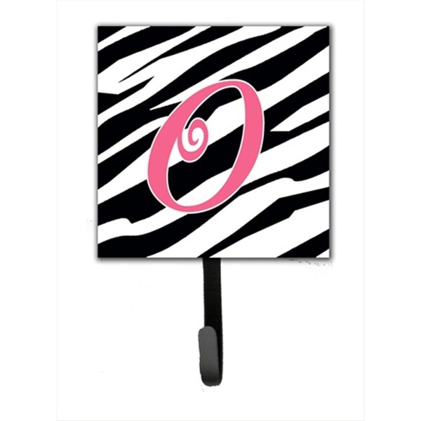 Jensendistributionservices 4.25 x 6 in. Letter O Initial Monogram Zebra Stripe and Pink Leash Or Key Hook - MI1712609