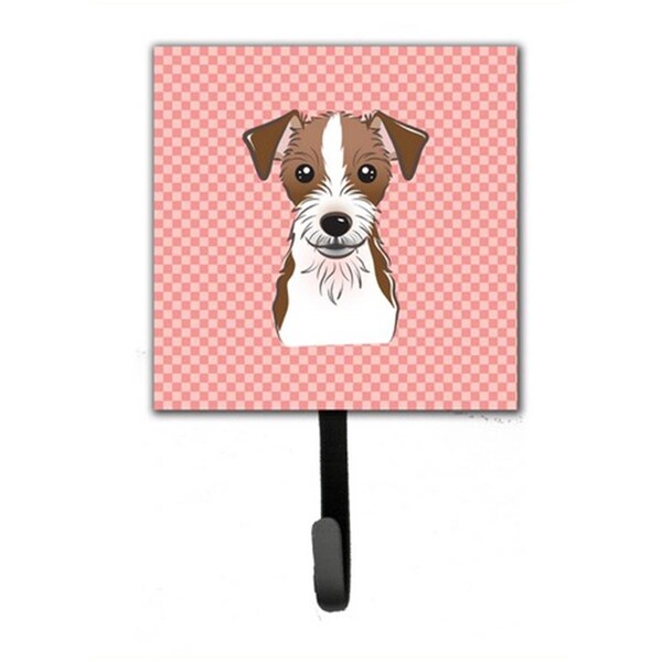 Jensendistributionservices Checkerboard Pink Jack Russell Terrier Leash & Key Holder - MI1718232