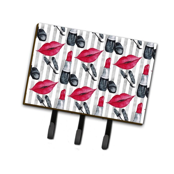 Jensendistributionservices Watercolor Lipstick & Grey Stripes Leash or Key Holder, 6 x 2 x 9 in. - MI1710841