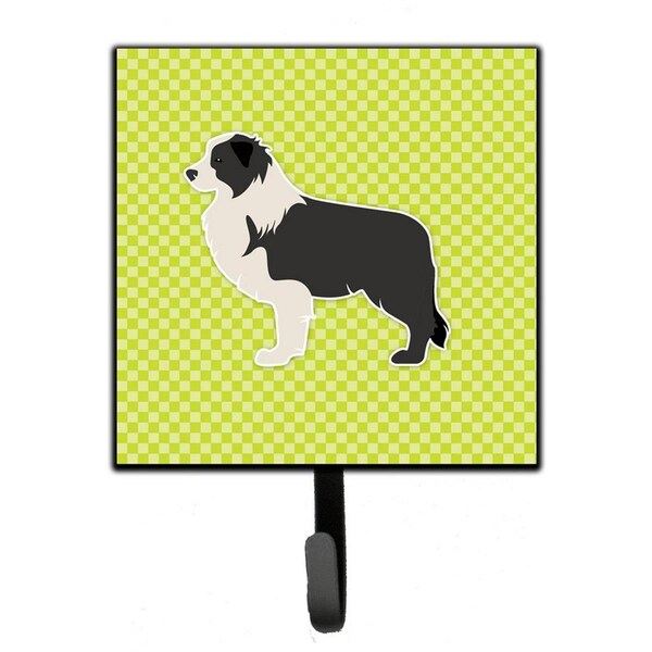 Jensendistributionservices Black Border Collie Checkerboard Green Leash or Key Holder - MI1707779