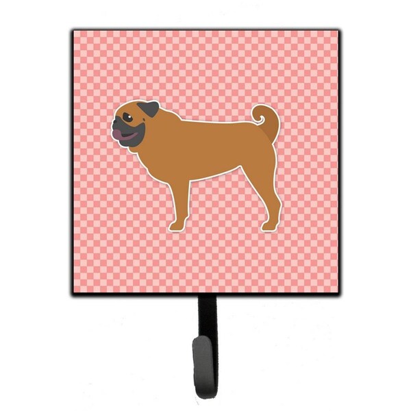 Carolines Treasures Pug Checkerboard Pink Leash or Key Holder - BB3647SH4