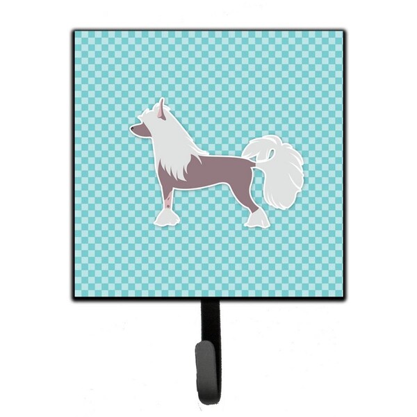 Carolines Treasures Chinese Crested Checkerboard Blue Leash or Key Holder - BB3743SH4