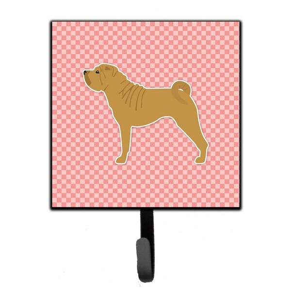 Carolines Treasures Shar Pei Merry Checkerboard Pink Leash or Key Holder - BB3652SH4