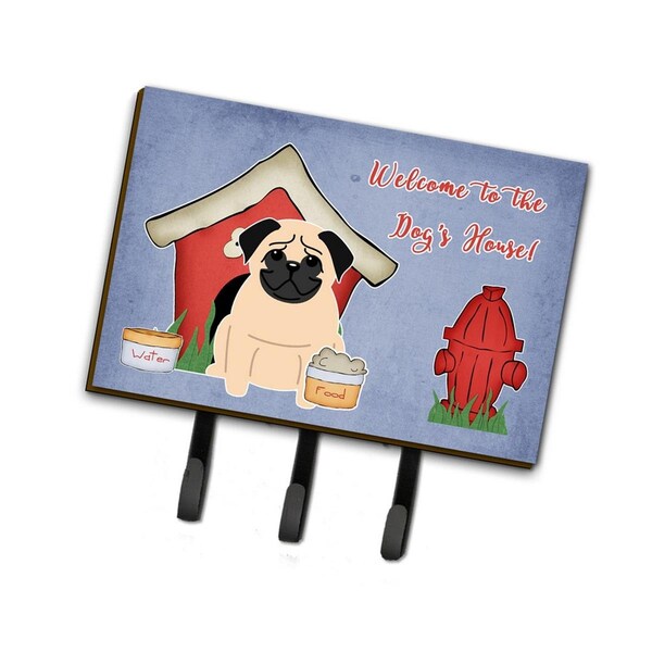 Jensendistributionservices Dog House Collection Pug Fawn Leash or Key Holder - MI1714991
