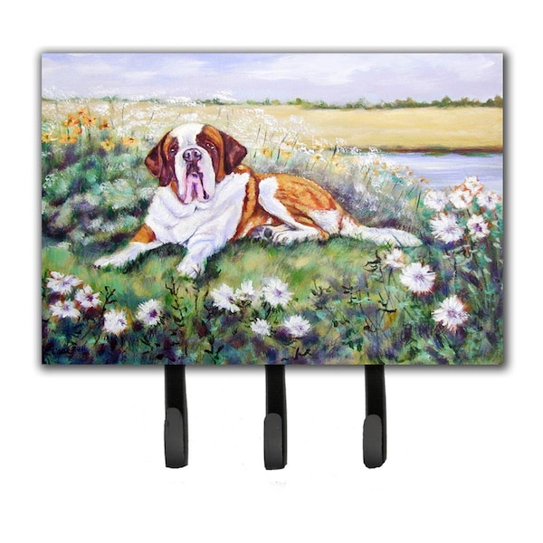 Carolines Treasures Saint Bernard in Flowers Leash or Key Holder - 7446TH68