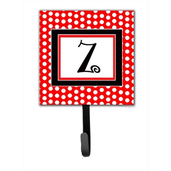 Carolines Treasures Letter Z Initial Monogram - Red Black Polka Dots Leash Holder Or Key Hook - CJ1012-ZSH4