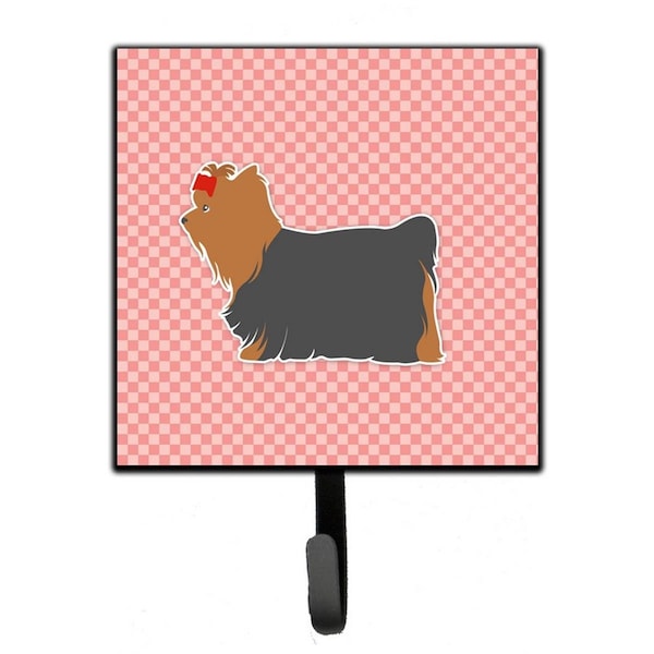 Carolines Treasures Yorkshire Terrier Yorkie Checkerboard Pink Leash or Key Holder - BB3634SH4