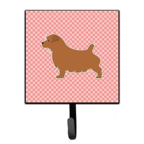 Carolines Treasures Norfolk Terrier Checkerboard Pink Leash or Key Holder - BB3609SH4