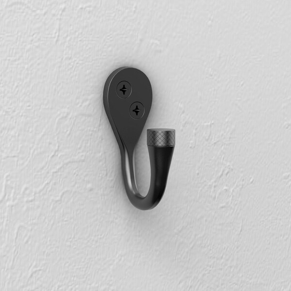National Hardware National Hardware Powell Medium Matte Black Aluminum 2-5/8 in. L Knurled Hook 15 lb 1 pk - N337-909