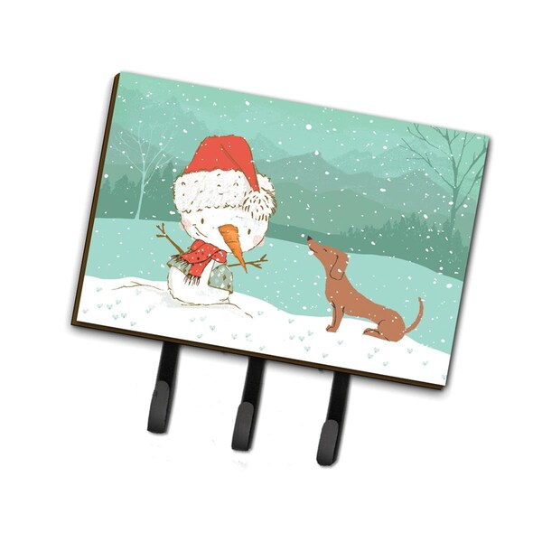 Jensendistributionservices Red Dachshund Snowman Christmas Leash or Key Holder - MI1711513