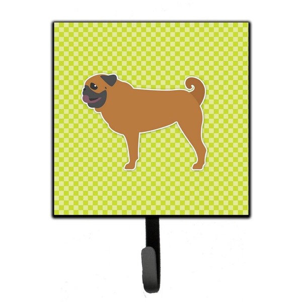Carolines Treasures Pug Checkerboard Green Leash or Key Holder - BB3847SH4