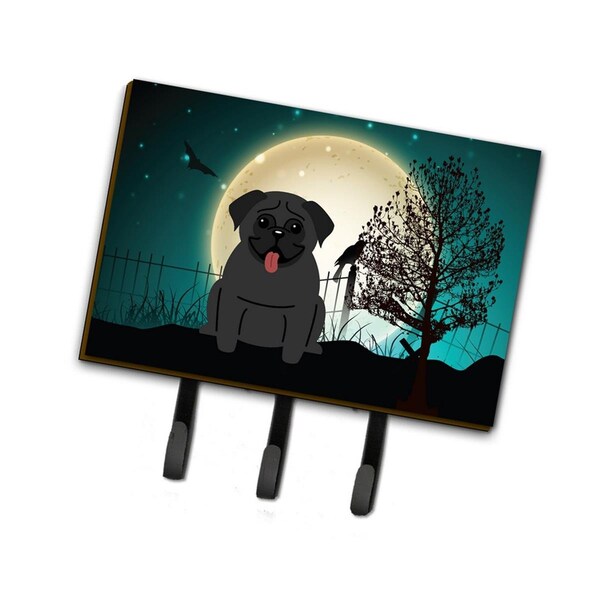 Jensendistributionservices Halloween Scary Pug Black Leash or Key Holder - MI2100686