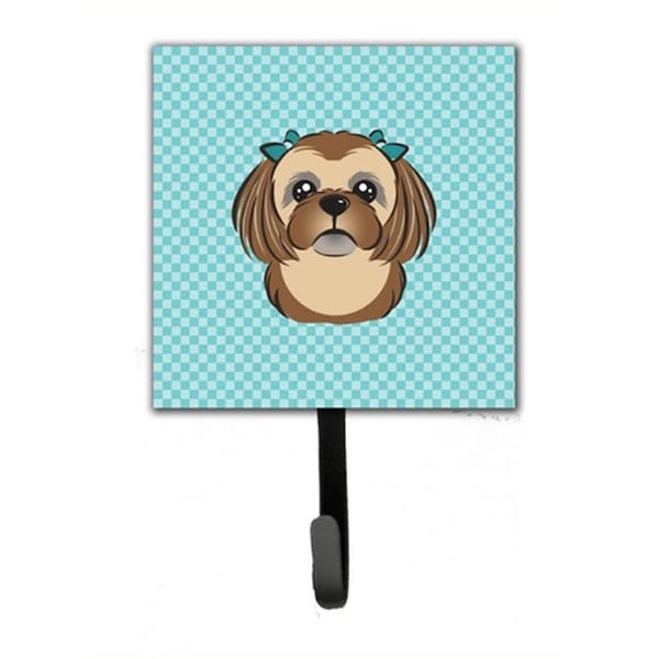 Jensendistributionservices Checkerboard Blue Chocolate Brown Shih Tzu Leash & Key Holder - MI1725059