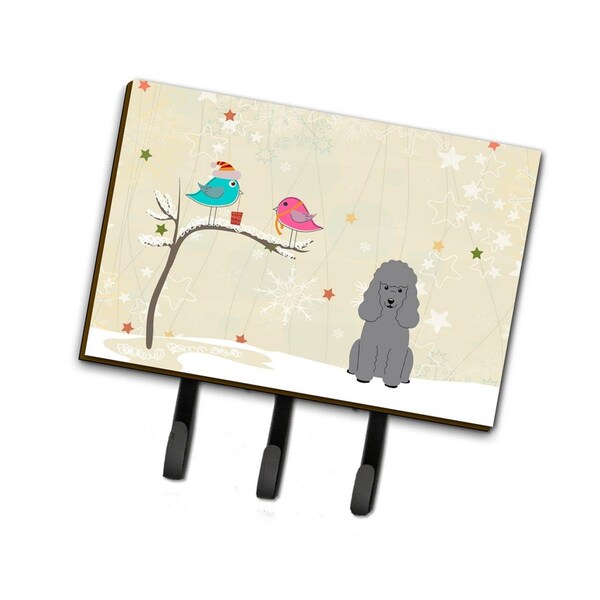 Carolines Treasures Christmas Presents Between Friends Poodle Silver Leash or Key Holder - BB2540TH68