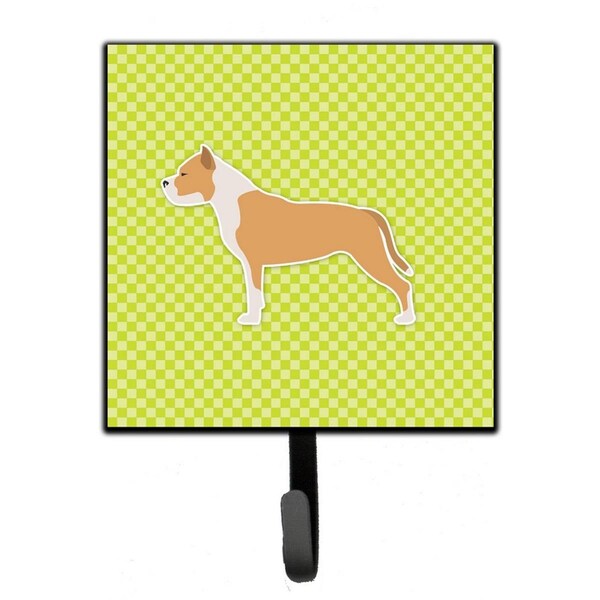 Carolines Treasures Staffordshire Bull Terrier Checkerboard Green Leash or Key Holder - BB3854SH4