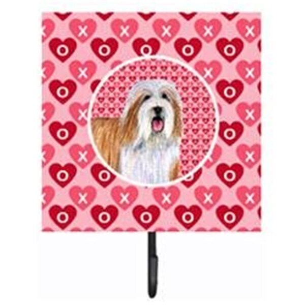 Jensendistributionservices 4.25 x 7 in. Bearded Collie Valentines Love and Hearts Leash Or Key Holder - MI1657563