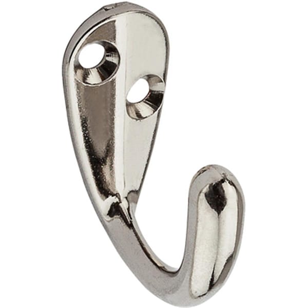Eat-In N199-190 Wall Hook for Clothes  Single Prong  Nickel-Plated  2-Pk, 2PK - EA569422