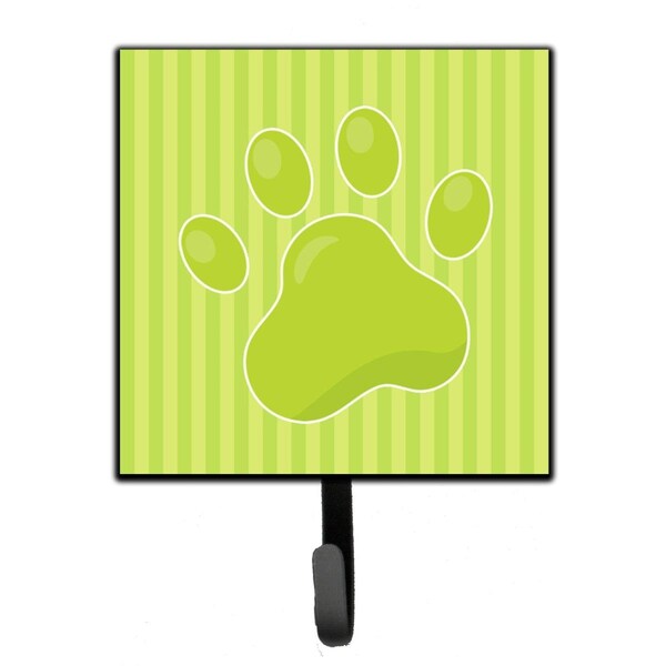 Carolines Treasures Puppy Pawprint Green Stripes Leash or Key Holder - BB7074SH4