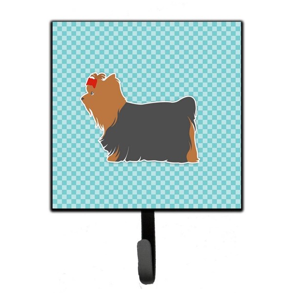 Carolines Treasures Yorkshire Terrier Yorkie Checkerboard Blue Leash or Key Holder - BB3734SH4