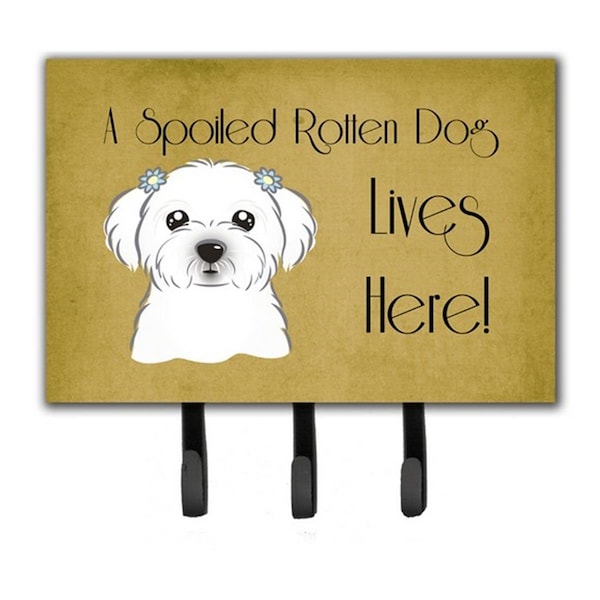 Jensendistributionservices Maltese Spoiled Dog Lives Here Leash & Key Holder - MI1725091