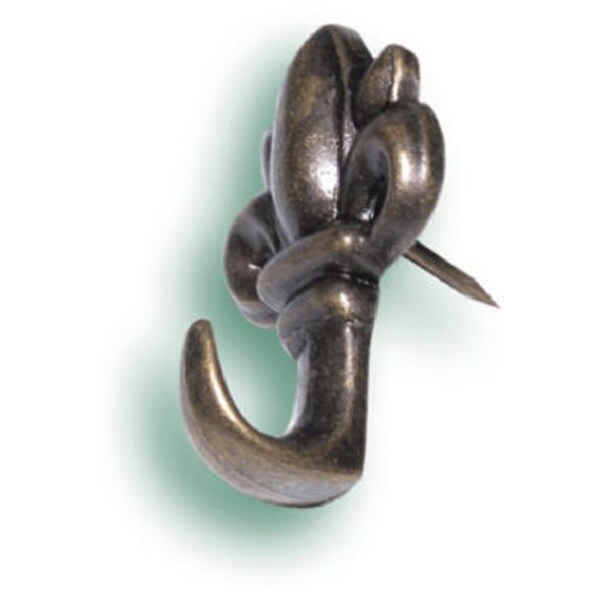 Eyecatcher 122261 Antique Brass Fleur-De-Lis Push Pin Hanger, 3PK - EY2670314
