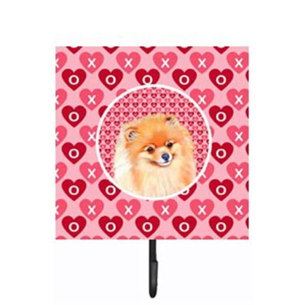 Micasa 4.25 x 7 in. Pomeranian Valentines Love and Hearts Leash Or Key Holder - MI757925