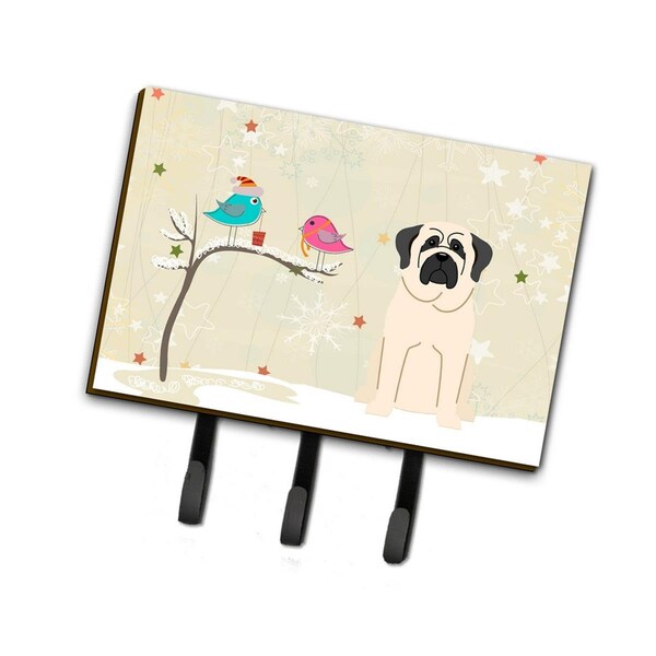 Carolines Treasures Christmas Presents Between Friends Mastiff White Leash or Key Holder - BB2489TH68