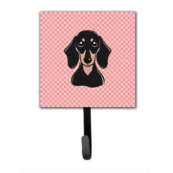 Carolines Treasures Checkerboard Pink Smooth Black And Tan Dachshund Leash or Key Holder- 4.25 W x 7 H In. - BB1215SH4